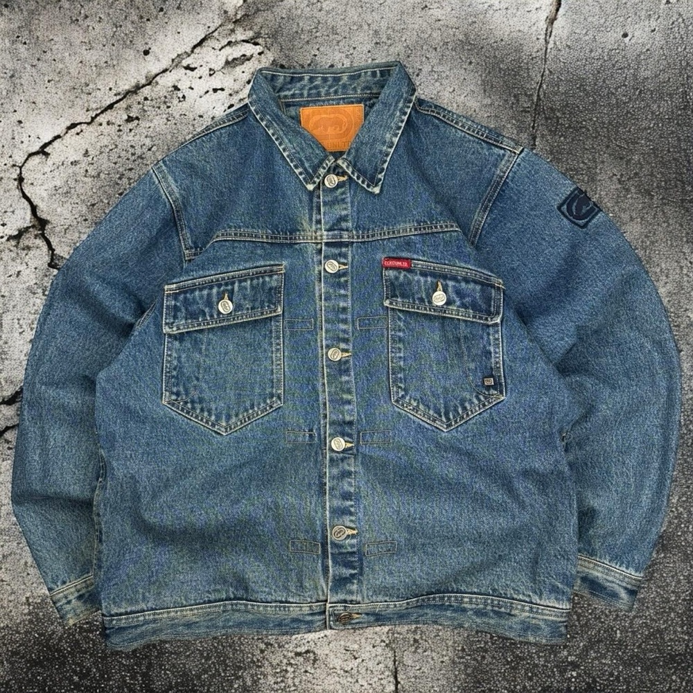 Vintage Ecko Unlimited Denim Jean Jacket size XL